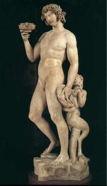 artist-michelangelo: Bacchus, 1497, Michelangelo Buonarrotihttps://www.wikiart.org/en/michelangelo/b