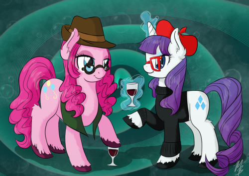 mlpfim-fanart:  Hipster Rarity and Pinkie Pie by ~rastaquouere69  c: