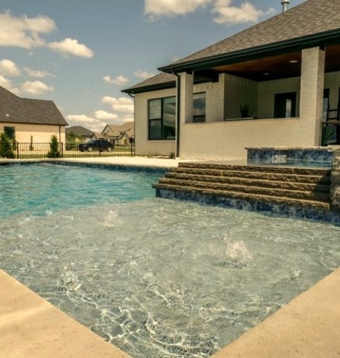 Pool - PrivacyPool - Huge 1950s Backyard Rectangular Natural And Privacy Pool Idea With Decking