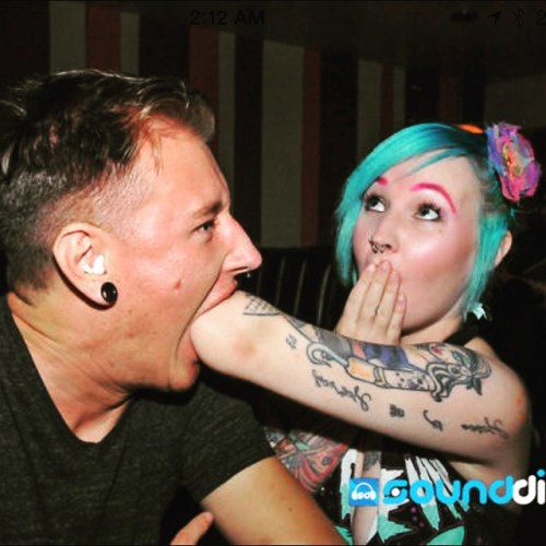 Omnomnomnom #sounddiego #bluehair #tattoos #onearm #pinkeyebrows