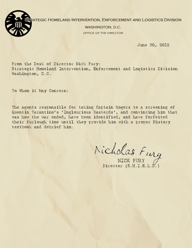 From the desk of Nick Fury
MEMO 15