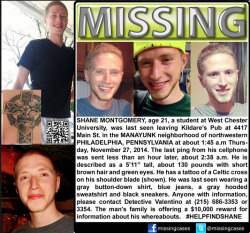 scienceofconduction:  Anybody, please help us. Shane is a friend of my sisters and she’s very worried, we all are. Please help us find him. 