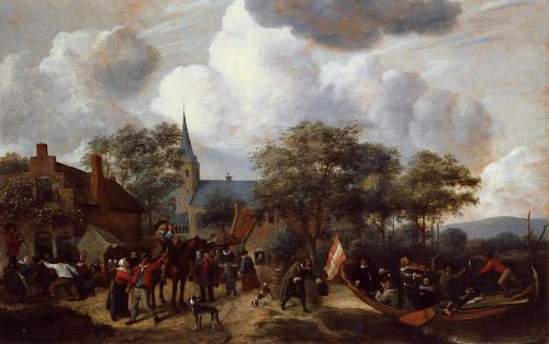 artist-jan-steen: Village Festival with the Ship of Saint Rijn Uijt, 1653, Jan SteenMedium: oil,canv