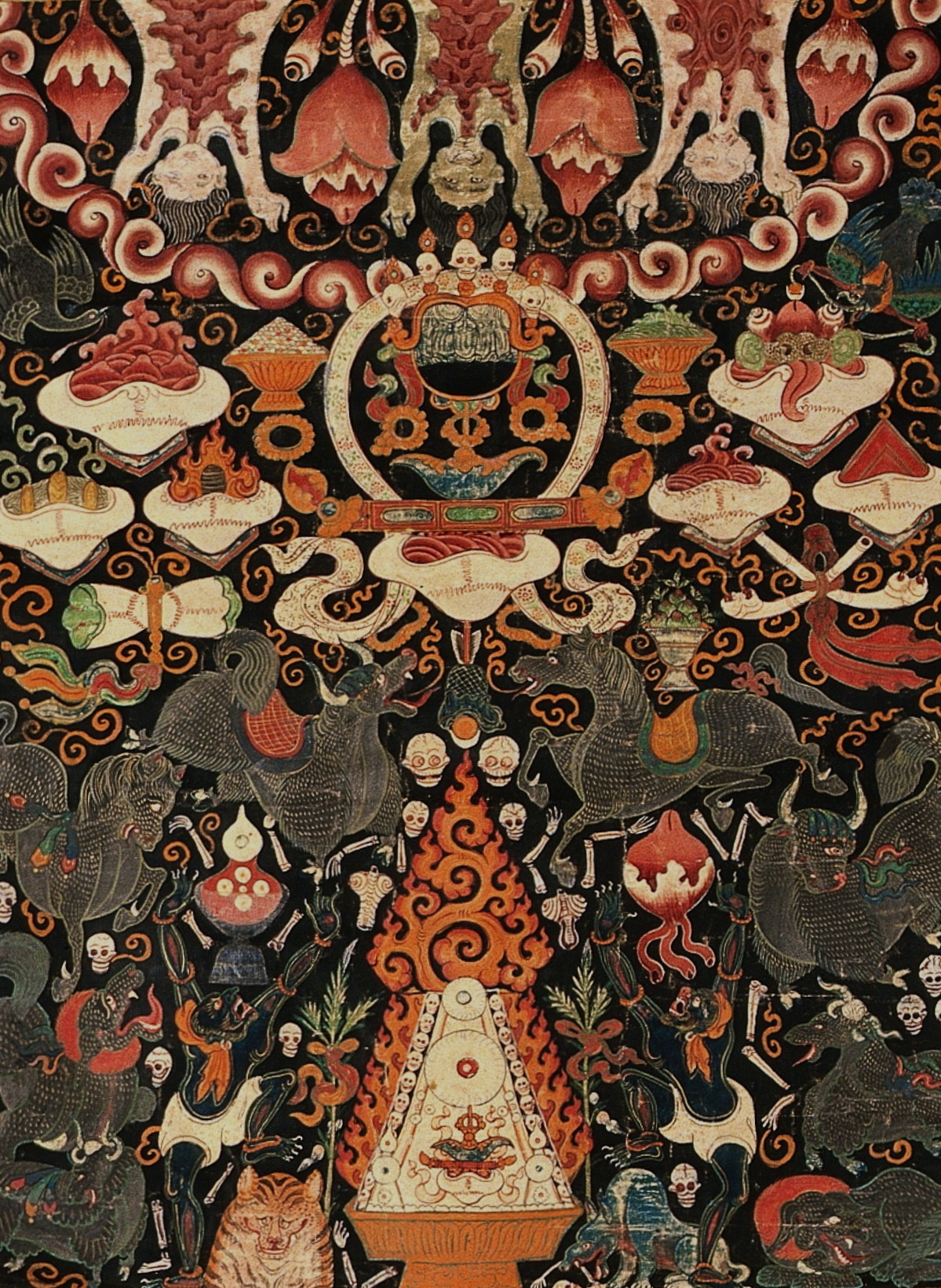 magictransistor:  Tantric Banners. Yama Dharmaraja, Las-Mkhan Putra Min Srin, Vajrabhairava,