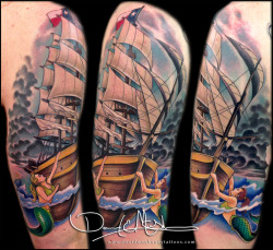 fuckyeahtattoos:  Tattoo Artist: David Mushaney, Artist and Owner of Rebel Muse Tattoo in Lewisville, Texas  www.DavidMushaneyTattoos.com  #tattoo #paintingreplica #halfsleeve #colortattoo
