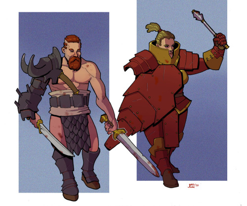 Fighters in heavy armor, from Sunday, inked yesterday and tried out cell shading on, today. Again, I