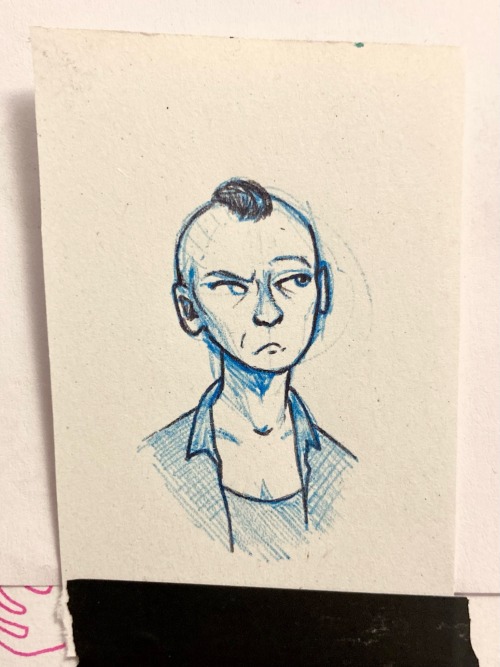 another smaller drawing of ich will schneider. he is unhappily looking to the side, with one eyebrow raised and his lips in a frown.