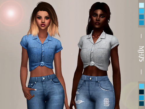 S4 Fall Denim Tops Some cute tied denim shirts for your sims!-8 colours-cas thumbnailPlease do not r