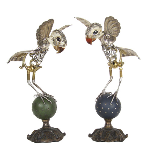 cross-connect:  Jessica Joslin transforms unexpected found objects such as bullet casings, old brass buttons, musical instrument parts, bones, and other nostalgic ephemera into skeletal animal figurines ranging in size from one inch to six feet. Her