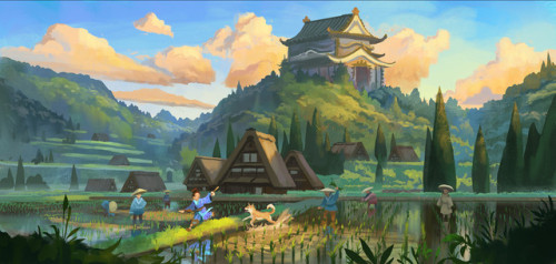 thecollectibles: Feudal Japan: The Shogunate - Keyframe Concept Art by Quentin Regnes