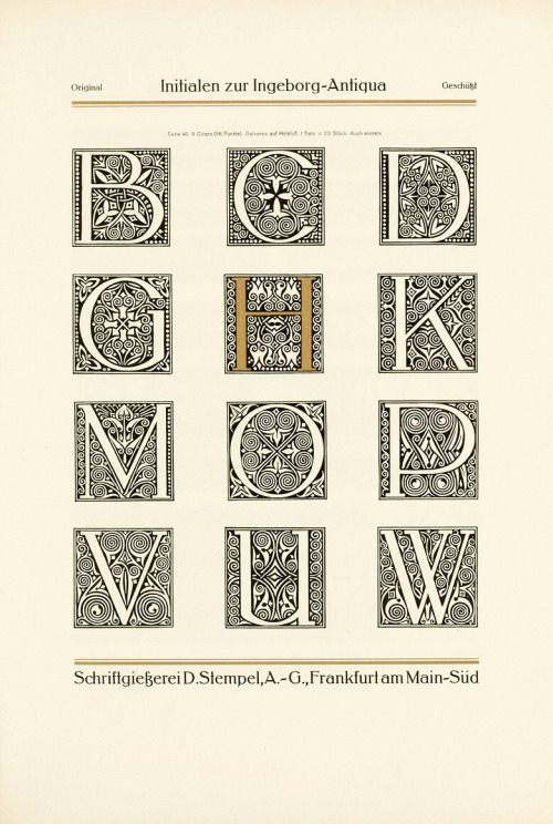 F. W. Kleukens, Ingeborg Antiqua, including Initials, 1909-10. Darmstadt. Stempel AG, Frankfurt. Boo