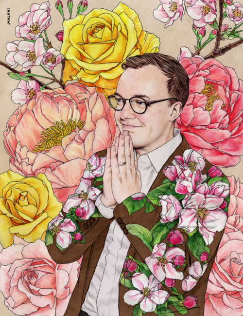 Pride  Floral portrait of Chasten Buttigieg, proud husband to Pete Buttigieg, to celebrate his 