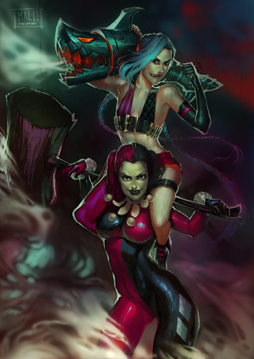 minemikomali:  Harley and Jinx!<3    Hello! I just finished this, I’ll be selling it on the Japan Weekend here in Barcelona!!!  I just had a lot of fun doing it x) hope you like it!    