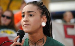 nightgaunts:  america-wakiewakie:  Black Activist Charged With Lynching | Black Youth ProjectMaile Hampton, a 20 year-old activist in Sacramento, Ca., was charged with “lynching” for pulling a fellow activist away from a police officer.Hampton was