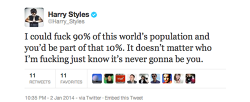 nahshaw:  i cant believe harry tweeted this  