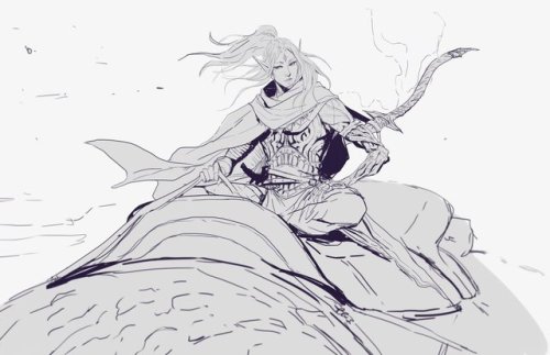 badasserywomen:Some drawing time of badass-swordswoman-elf. With an ancient ass elven sword that tal