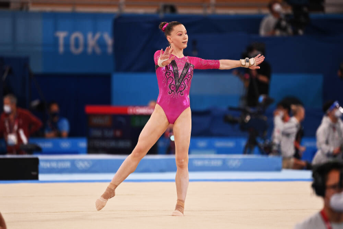 agathacrispies:Vladislava Urazova of Team ROC competes on Floor during Women’s Artistic Gymnas