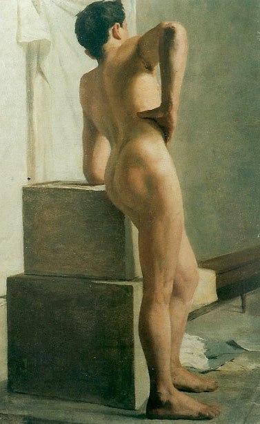 ladnkilt:Da Costa, “Male Nude Seen From The Back”,1889.