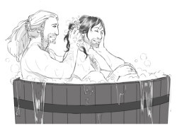 kaciart:  jaredcubbins said: Kili and Fili taking a bath together and being super adorable and loving~ 