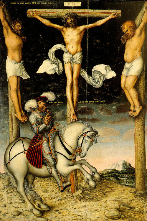 lucas-cranach-the-elder: The Crucifixion with the Converted Centurion, 1538, Lucas Cranach the Elder