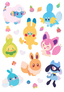 ieafy:  wooo! first page of (pokemon!) stickers