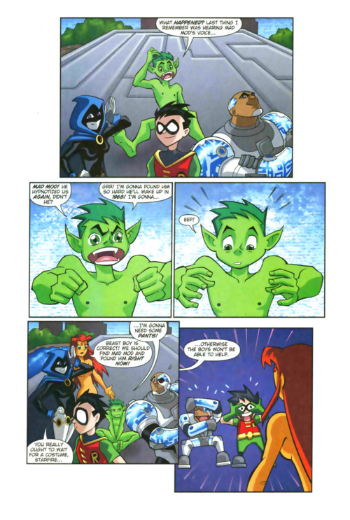 chillguydraws:   From Teen Titans Go! Vol 1 #8, yes a real comic page, that I decided to redraw to look a little bit more like Teen Titans as I didn’t feel the issue had a consistent or very good art for it. Plus the story is weird itself but that’s