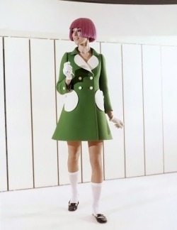 jeanjeanie61:  André Courrèges Green Woolen Coat - 1969 http://pleasurephoto.wordpress.com/