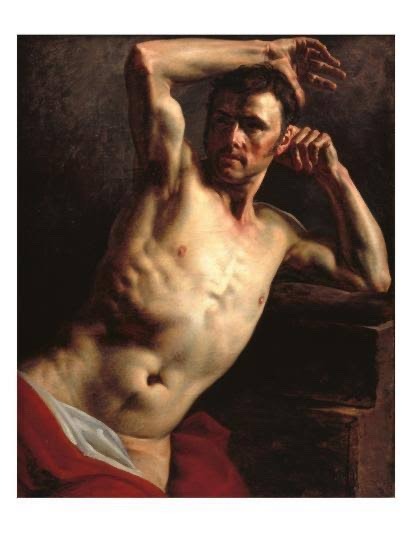 gayartists:Male nude half-length, Jean Louis Théodore Géricault (1791 - 1824)