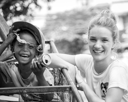  Rosie Huntington-Whiteley in Cambodia with Unicef for ITV’s Soccer Aid. May 2014  