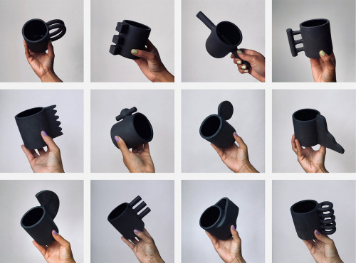 itscolossal:Ceramic Artist Lalese Stamps Creates 100 Wildly Varying Mug Handles in 100 Days