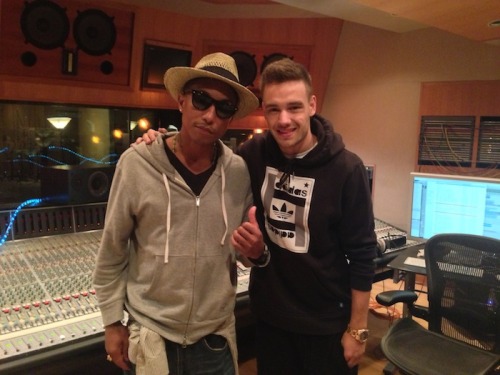 sk8brdp: Pharrell in the studio with Liam Payne from One Direction 