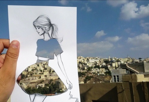 bobbycaputo:Illustrator Shamekh Al-Bluwi Ingenious Cut-Outs Turn Any Landscape into Clever Clothing 