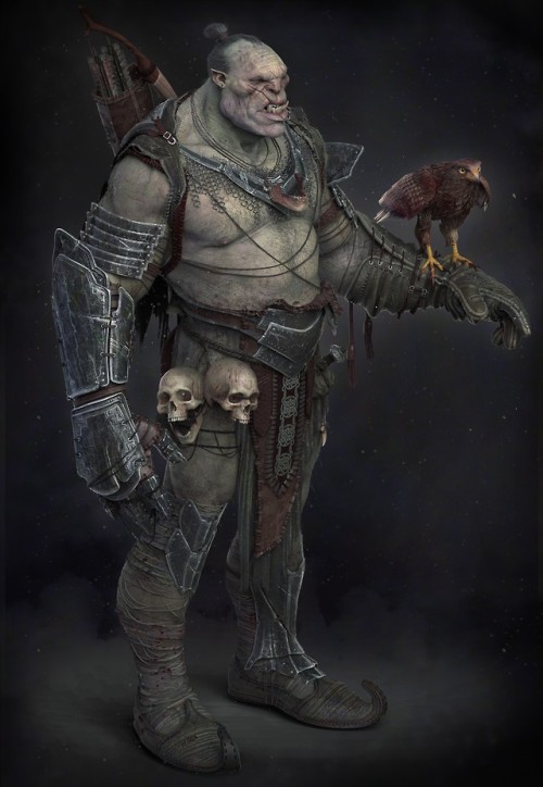 tyrant-of-den:  quarkmaster:    Orc hunter and his hawk    John Newell    This is your husbando now. That sulky bishi you were crushing on? He means nothing, when you thinking of you find yourself comparing to this massive chubby Orc, and find the bishi