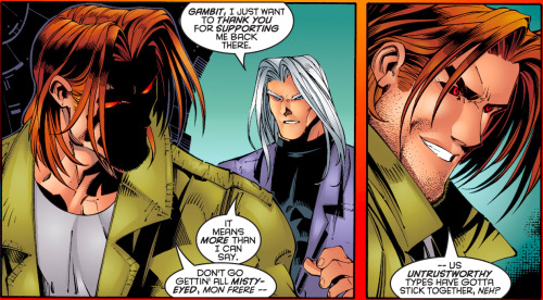 Hmmm, for some reason I don’t think Remy’s being genuineUncanny X-Men #342, March 1997Writer: Scott 