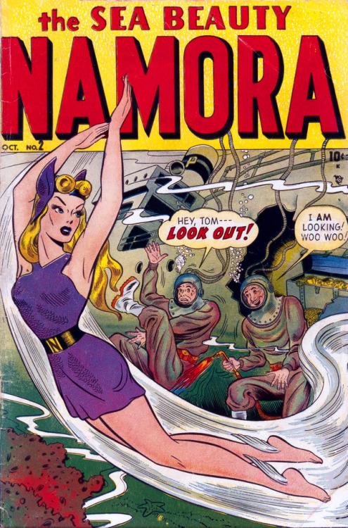 wilwheaton:gameraboy:Namora #2 (1948), cover by Ken BaldDon’t be such a fucking creep, Tom.