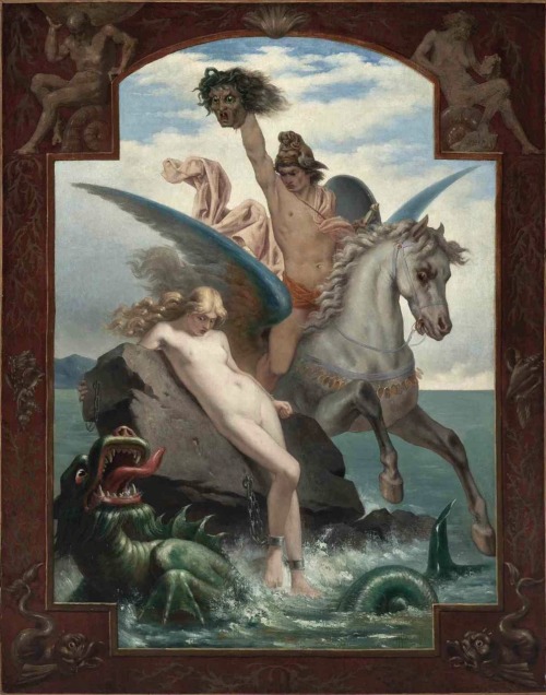 Perseus freeing Andromeda.1878.Oil on Canvas.146 x 115 cm. (57.48 x 45.27 in.)Art by Félix Jules Lac