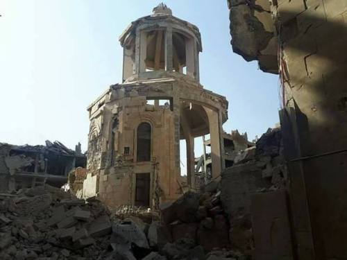 Armenian Genocide memorial Church (Holy Martyrs), Deir ez-Zor.The church was severely damaged by al-