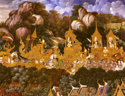 Phra Ram returns to Ayodhya, Rama returns to Ayodhya, Thai mural of Ramakien, Thai version of Ramaya