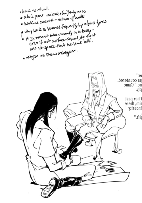 Drawing a zine/short story right now where Alucard bootblacks for Integra as a ritual of sorts, when