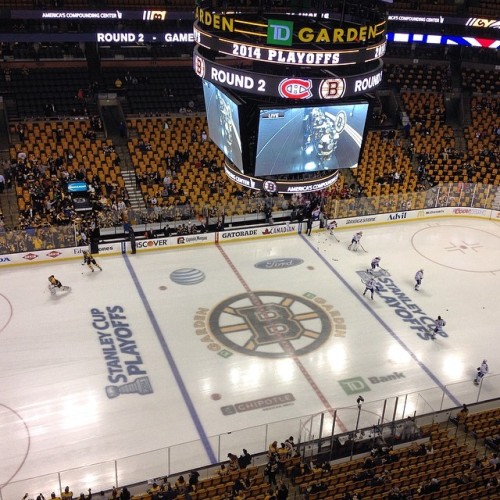 nhlbruins:  #NHLBruins and Canadiens take the ice for warmups at TD Garden. Puck drop about 30 minut