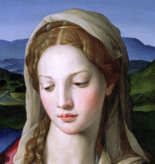 Holy Family with St. Anne and the infant St. John the Baptist, detail (c.1550). Agnolo Bronzino (Ita