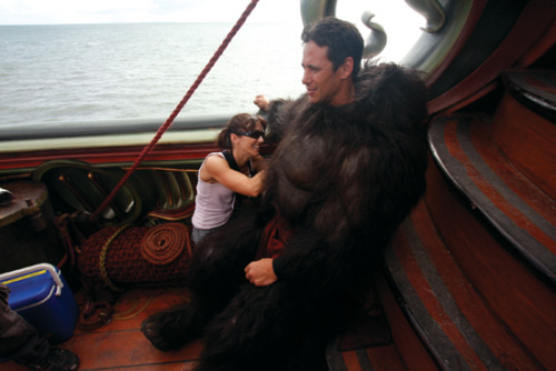 Actor Tamati Rangi getting some dressing assistance on “The Voyage of the Dawn Treader”.