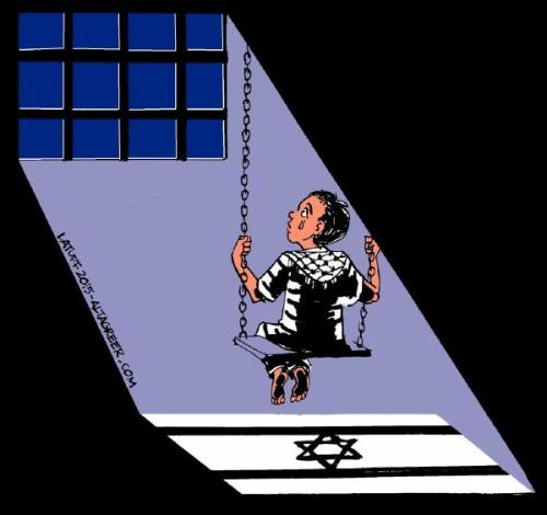 cartoonpolitics:cartoon refers to Palestinian children being held in Israeli jails .. (story here) .