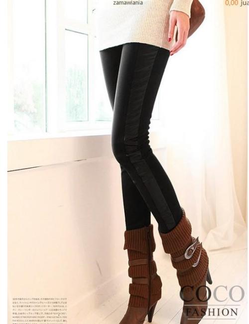 womenlovefashion:  Skinny Velvet Leggings with Leather Panels
