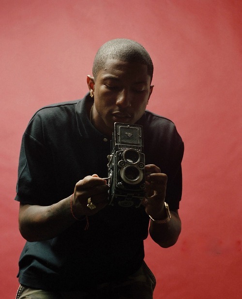 Pharrell Williams with a Rolleiflex 2.8, probably F.