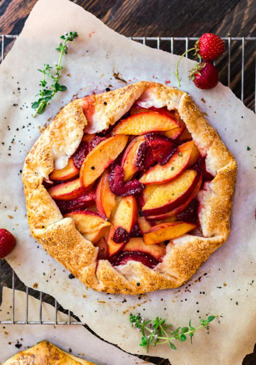 sweetoothgirl:Nectarine and Strawberry Galette with Thyme