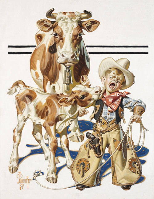 J.C. LEYENDECKERLittle Cowboy Takes A LickingOil on Canvas31″ x 24″