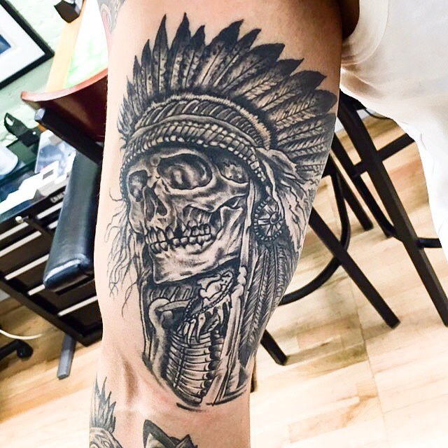 Rising Dragon Tattoos NYC — Native American Chief skull by Jason...
