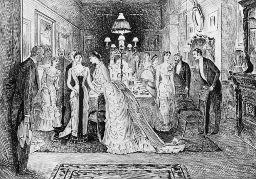 “A Transit”(Ladies withdrawing first from the table, leaving the gentlemen to their after-dinner dri