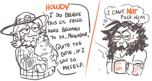 ghostalebrije:Ok so I have had this AU idea of like…. grumpy hermit gay mess Hanzo who basically loo